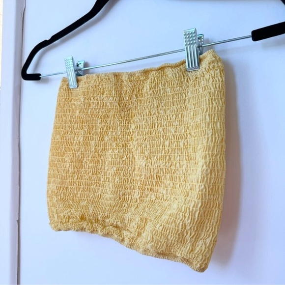 DONNI Pop Tube Top Scrunch Strapless in Yellow Small - Picture 1 of 6